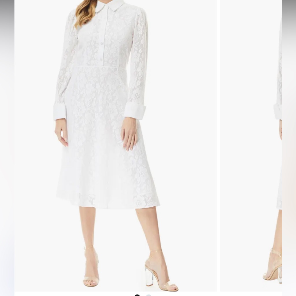 Love By Design White Lace Long Sleeve Dress Small